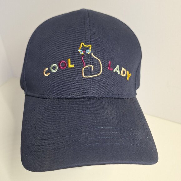 Sonoma Accessories - Cool Cat Lady Sonoma Womens Adjustable Baseball Cap Navy Embroidered 100% Cotton